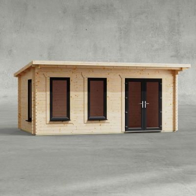 Powersheds 18' x 10' Pent Log Cabin Home Office - 44mm