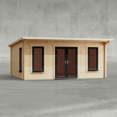Powersheds 18' x 14' Pent Log Cabin Home Office - 44mm