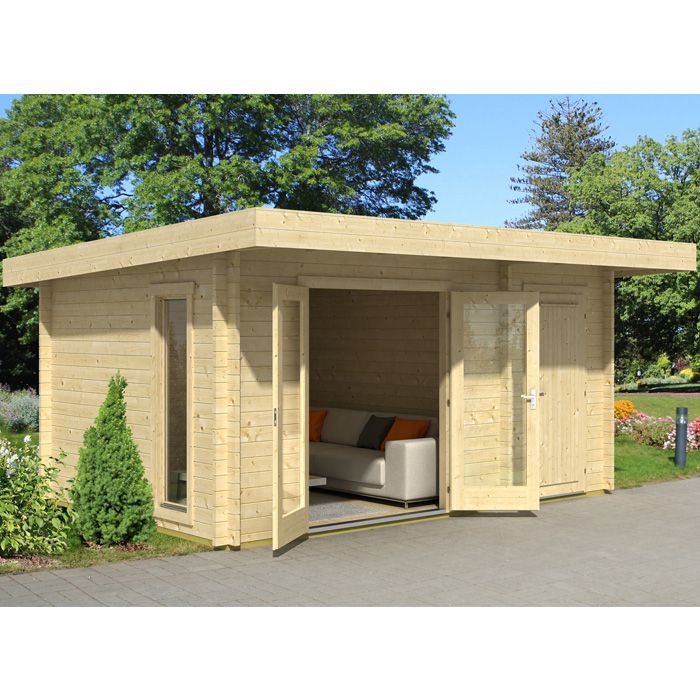 Greenway 4.5m X 3m Alder Log Cabin With Storage Shed - 44mm