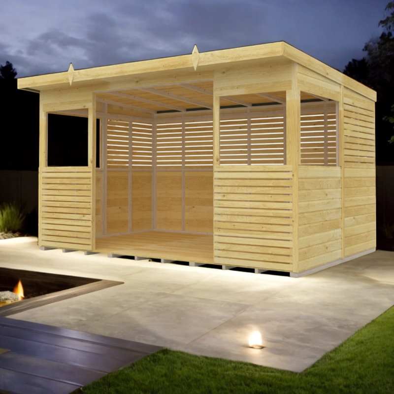 Holt 12' x 8' Pressure Treated Outdoor Kitchen Barbecue Shelter at Cabins.co.uk