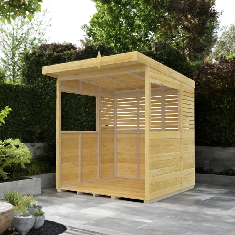Holt 8' x 6' Pressure Treated Outdoor Kitchen Barbecue Shelter at Cabins.co.uk