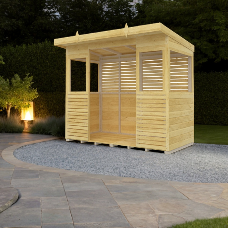Holt 8' x 4' Pressure Treated Outdoor Kitchen Barbecue Shelter at Cabins.co.uk