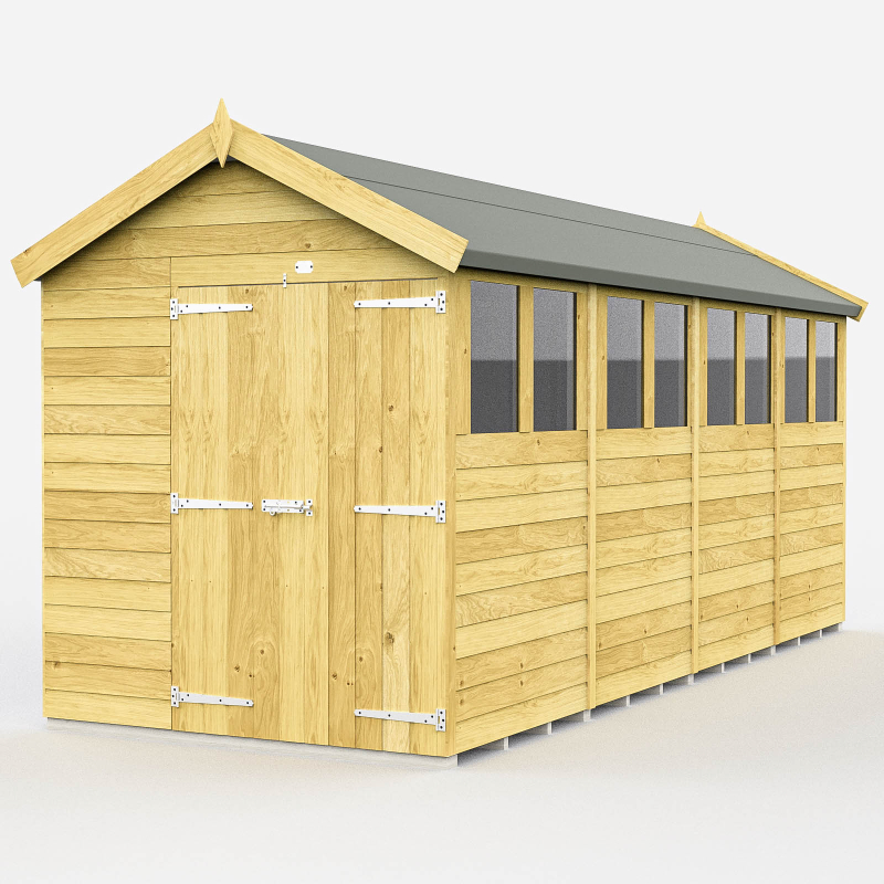 Holt 7' x 16' Double Door Shiplap Pressure Treated Modular Apex Shed from Cabins.co.uk