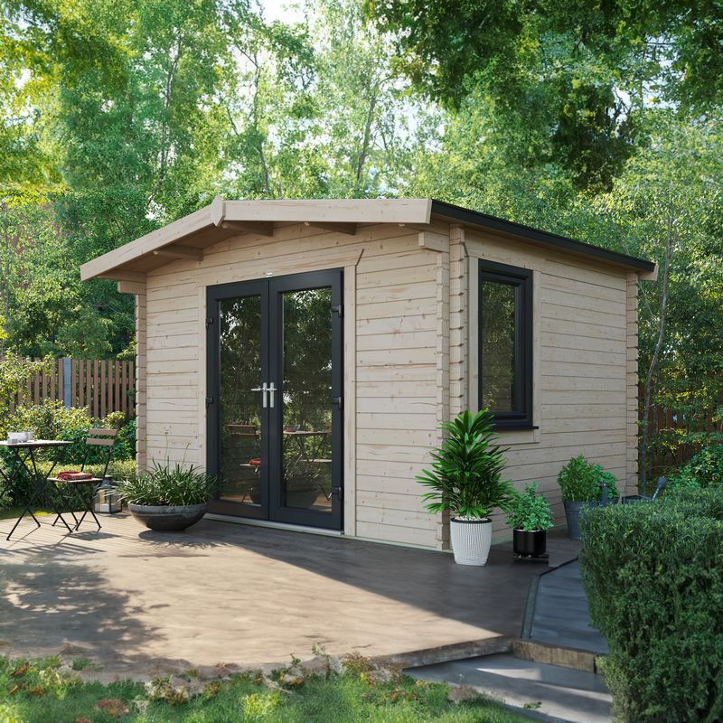 Powersheds 10' x 12' Chalet Log Cabin Home Office - 44mm at Cabins.co.uk