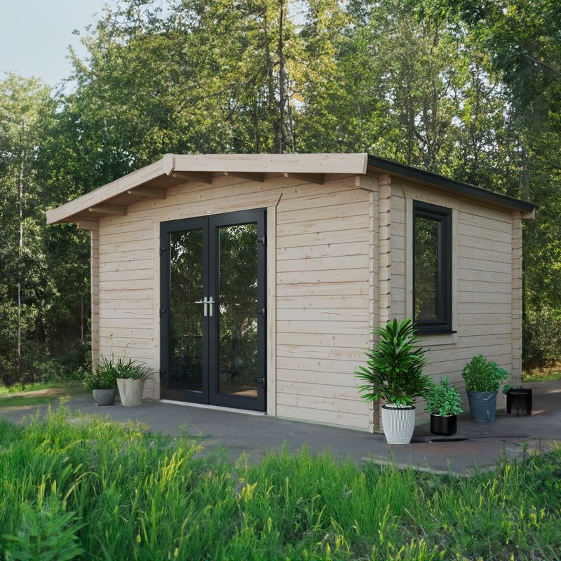 Powersheds 10' x 14' Chalet Log Cabin Home Office - 44mm at Cabins.co.uk