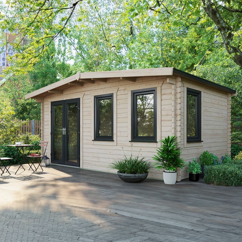 Powersheds 10' x 16' Chalet Log Cabin Home Office - 44mm at Cabins.co.uk