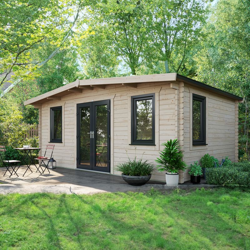 Powersheds 12' x 18' Chalet Log Cabin Home Office - 44mm at Cabins.co.uk