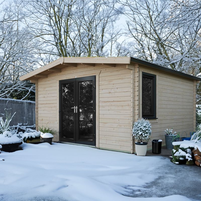 Powersheds 14' x 14' Chalet Log Cabin Home Office - 44mm at Cabins.co.uk