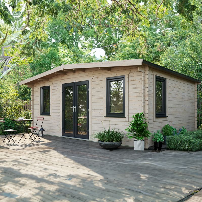 Powersheds 14' x 18' Chalet Log Cabin Home Office - 44mm at Cabins.co.uk