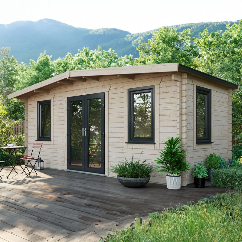 Powersheds 8' x 18' Chalet Log Cabin Home Office - 44mm at Cabins.co.uk