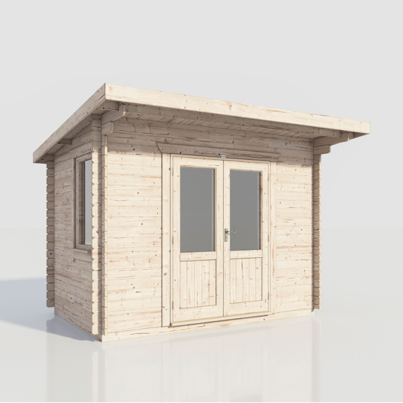 Powersheds 12' X 8' Pent Log Cabin Home Office - 28mm