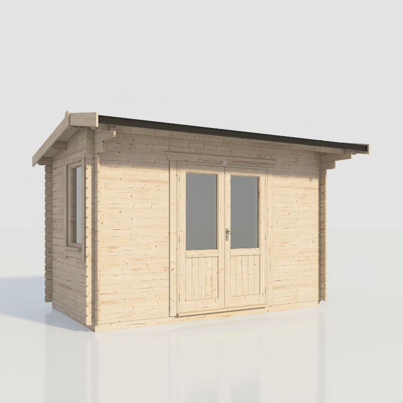 Powersheds 14' X 8' Apex Log Cabin Home Office - 28mm