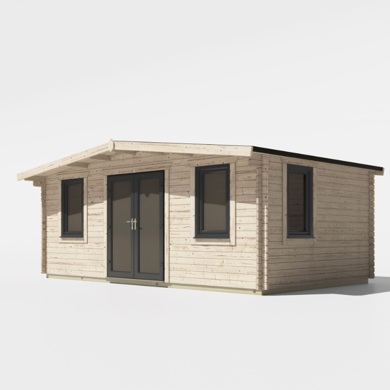 Powersheds 12' X 20' Chalet Log Cabin Home Office - 44mm
