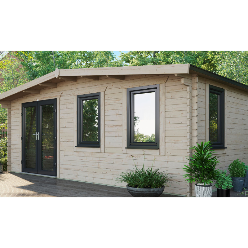 Powersheds 18' X 20' Chalet Log Cabin Home Office - 44mm