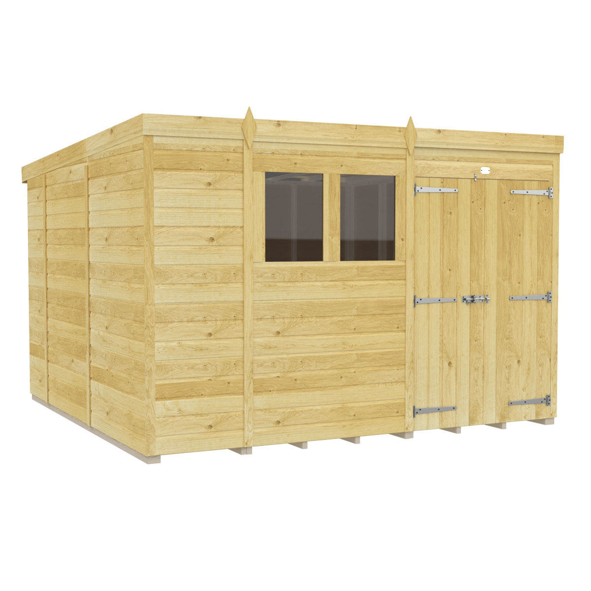 Holt 10' x 10' Double Door Shiplap Pressure Treated Modular Pent Shed at Cabins.co.uk