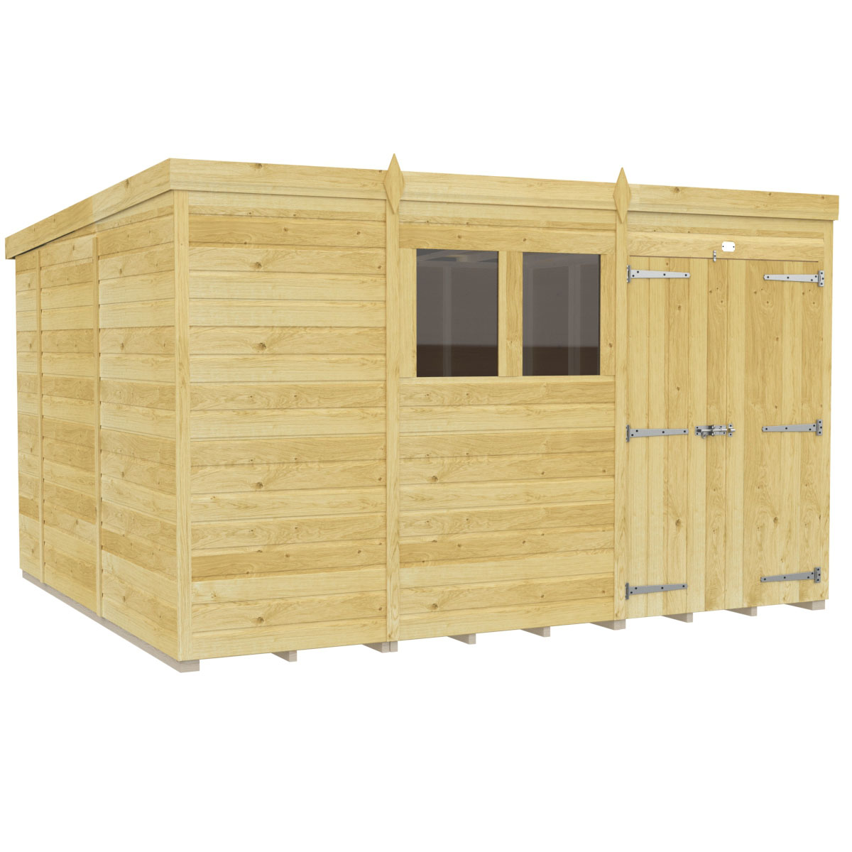 Holt 11' x 10' Double Door Shiplap Pressure Treated Modular Pent Shed from Cabins.co.uk