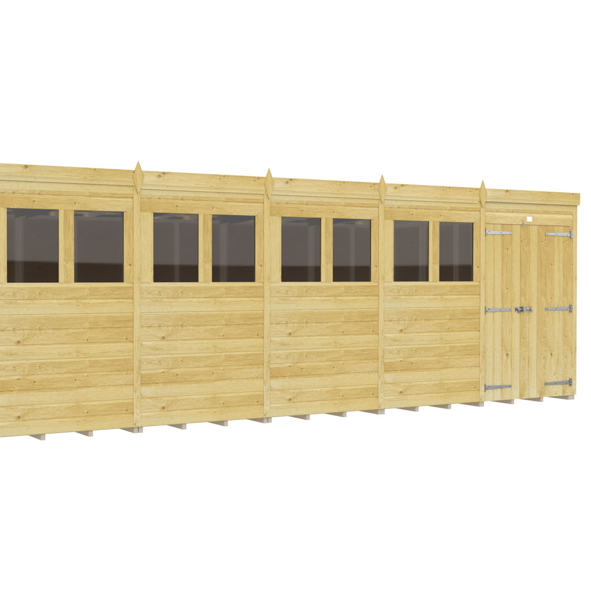 Holt 20' x 10' Double Door Shiplap Pressure Treated Modular Pent Shed from Cabins.co.uk