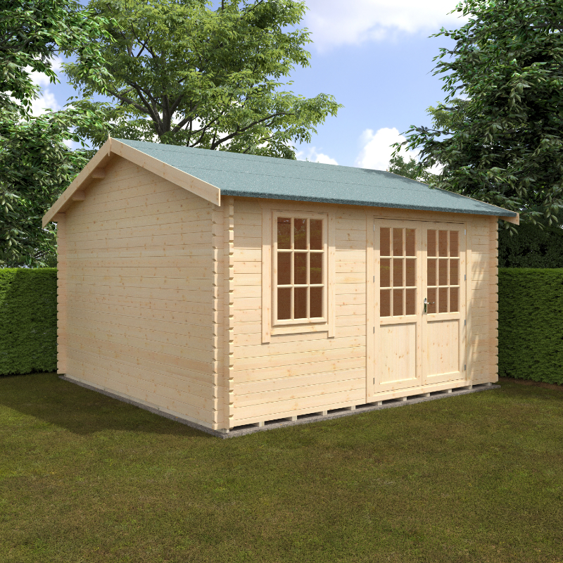 Redlands 14' x 14' Hazeltine Log Cabin - 44mm at Cabins.co.uk