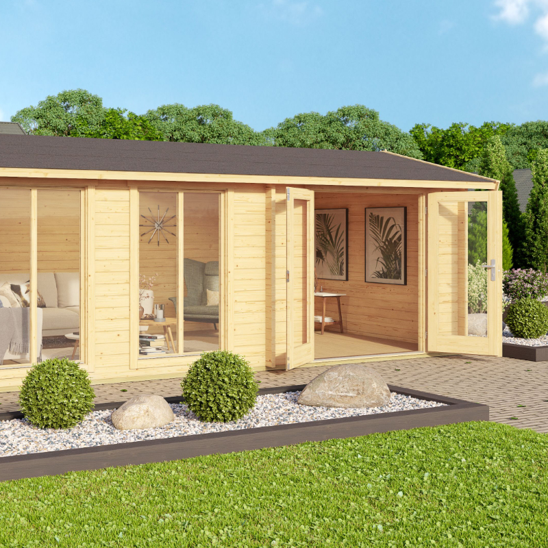 Greenway 3.47m X 6.25m Sandhutton Log Cabin - 44mm